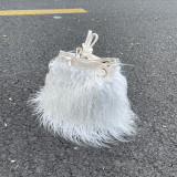 Factory Outlet Ladies Faux Sheepskin Plush Handbag Long  Sheepskin Handbag