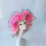 Faux Raccoon Fur Hat bag sets Women Winter  Multicolor Soft High Quality Fashion Warm Hats