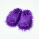 PVC Faux Mongolian Wool  Fur Slides 2.0 Faux Fur Slippers Plush  Warm  Winter