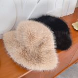 Warm  Winter Bucket  Faux Fur Bucket Hats Outdoor Basin Hat Ladies Panama Bucket Hat