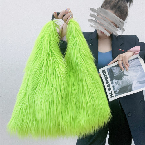 Faux Mongolian Fur Factory Outlet Ladies Faux Sheepskin Plush Handbag Long  Sheepskin Handbag