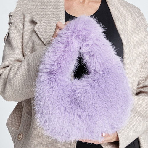 New Products Unique Fur Fluffy Plush Hobo Handbags For Women Luxury Designer Handbags Famous Brands Purses and Handbags