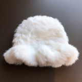 Warm  Winter Rabbit Fur Winter Hats Woman Fluffy Knit Bucket Hat