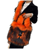 Winter  Multicolor Soft High Quality The Tote bags Fashion Warm Hats Faux Raccoon Fur Hat Bag  Women