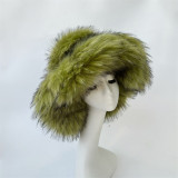 Faux Raccoon Fur Hat bag sets Women Winter  Multicolor Soft High Quality Fashion Warm Hats