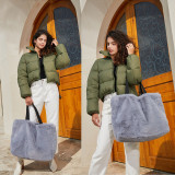 Winter Furry Female Large Handbag Large Capacity Tote Bag Ladies Shoulder Portable Fur Fluffy Bag Soft Plush Girl Casual Handbag
