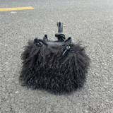 Factory Outlet Ladies Faux Sheepskin Plush Handbag Long  Sheepskin Handbag