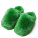 New fluffy slippers female autumn and winter home warm imitation fur non-slip set toe hair drag