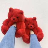 Bear Slipper  Fast Shipping Free Size Lovely Comfortable Animal Indoor Home Shoes Plush Teddy Bear Slipper