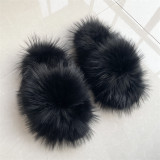 2.0 New Arrival Luxury Brown Raccoon Fur Slides Fox Fur Slippers