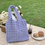 Spring and summer cash cloud bubble flower shoulder bag solid color simple daily portable canvas bag