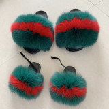 Comfortable Fur Kids Slides New Fashion Trend Baby Furry Fluffy Slippers Mommy And Me Style