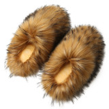 New fluffy slippers female autumn and winter home warm imitation fur non-slip set toe hair drag