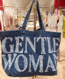 Designer Cool Large Capacity Embroidery Letters Shopping Bag Custom Denim Tote Travel Shoulder Bag