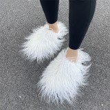 Fluffy Fuzzy Customized Tibet lambskin Faux Curly Shoe Winter Women Luxury Sheepskin Fashion Fur Slipper Mongolian Fur Slides