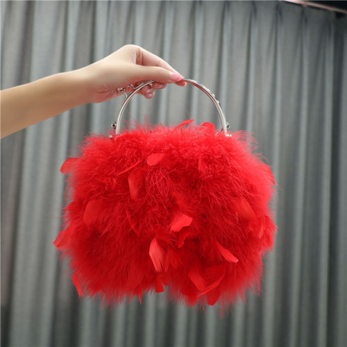 Fur Bag Spring Hot Selling Ostrich Feather Turkey Feather Handbag Multicolor Girls' All Match Feather Bag