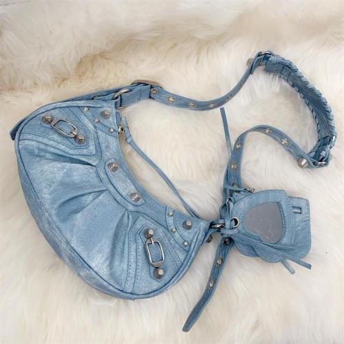 Y2K Summer New Design Half Moon Handbags Fashion Rivets Women Purse Set Handbags for Women Luxury Shoulder Crossbody Bag