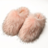 New fluffy slippers female autumn and winter home warm imitation fur non-slip set toe hair drag