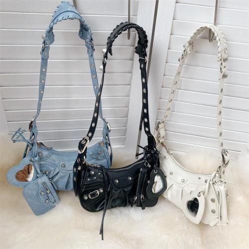 Y2K Summer New Design Half Moon Handbags Fashion Rivets Women Purse Set Handbags for Women Luxury Shoulder Crossbody Bag