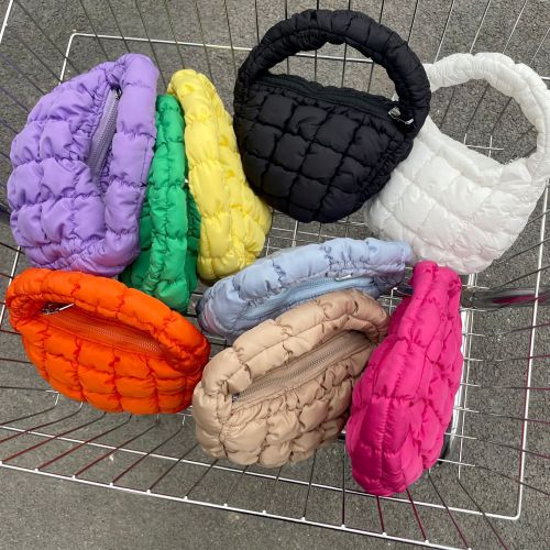 Hot Selling Women Nylon Down Padded Tote Shoulder Chain Bag Quilted Design Shopping Handbag Fashion Puffer Bag