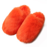 New fluffy slippers female autumn and winter home warm imitation fur non-slip set toe hair drag
