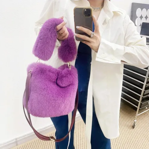 Winter Fluffy Faux Fur Shoulder Bags Women Big Conpacity Fur Tote Handbags Ladies
