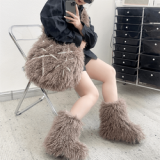 Snow Boots Faux Mongolian Fur New Warm Fashion Style High Quality Wool Factory Wholesale Boots And Bag Set