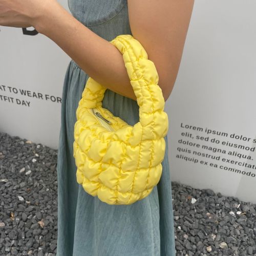 Hot Selling Women Nylon Down Padded Tote Shoulder Chain Bag Quilted Design Shopping Handbag Fashion Puffer Bag