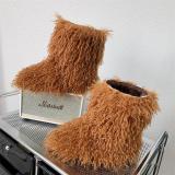 Snow Boots Faux Mongolian Fur New Warm Fashion Style High Quality Wool Factory Wholesale for Women and Kids PVC Faux Fur Plush