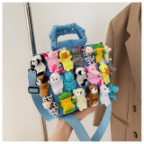 Denim Hand Bags For Ladies Zoo Animals Doll Decorated Messenger Bag Cute Handbags For Women Shoulder Bags