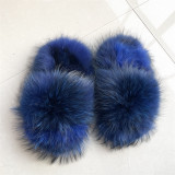 2.0 New Arrival Luxury Brown Raccoon Fur Slides Fox Fur Slippers