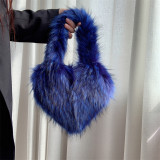 Faux Fur Small Handbags Cute Plush Ladies Heart Shaped Shoulder Bag Cute Female Clutch Purse Love Handbags Messenger Bag