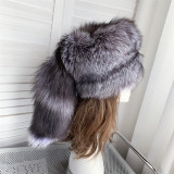 Raccoon Fur Hat bag sets Women Winter  Multicolor Soft High Quality Fashion Warm Russian Mongolian Hat With Tails