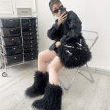 Snow Boots Faux Mongolian Fur New Warm Fashion Style High Quality Wool Factory Wholesale Boots And Bag Set