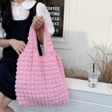 Spring and summer cash cloud bubble flower shoulder bag solid color simple daily portable canvas bag