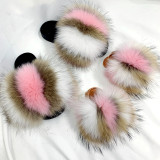 Comfortable Fur Kids Slides New Fashion Trend Baby Furry Fluffy Slippers Mommy And Me Style