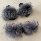 Comfortable Fur Kids Slides New Fashion Trend Baby Furry Fluffy Slippers Mommy And Me Style