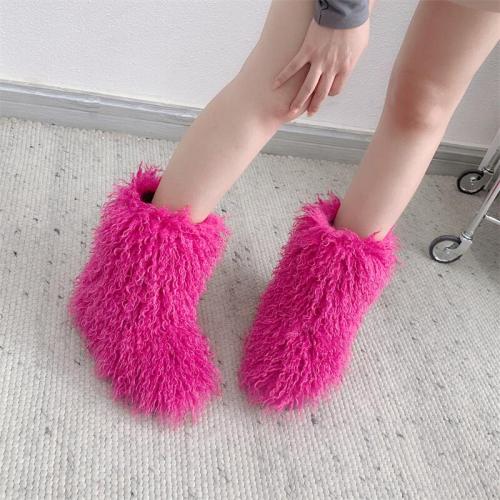 Snow Boots Faux Mongolian Fur New Warm Fashion Style High Quality Wool Factory Wholesale for Women and Kids PVC Faux Fur Plush