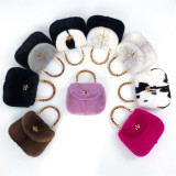 New Fur Women's Bag Mink Hair Hand Bamboo Knot Hand Plush Light Luxury Dinner Hourglass Bag Socialite