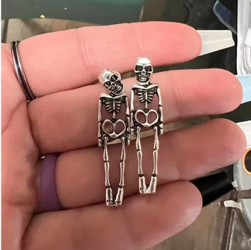 Halloween Skeleton Simulation Human Skeleton Removable Earstuds Ghost Groom and Bride Couple Human Earrings