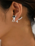 Independent cross-border new product cute kitten minimalist earrings, European and American creative detachable earrings