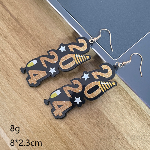 European and American cross-border Amazon new product digital earrings, women's fashion personality, holiday style earrings accessories
