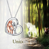 Amazon Cross border European and American Fashion Heart Necklace Girl and Horse Two tone Pendant Rose Gold Jewelry