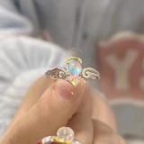 New Angel and Devil Moonlight Stone Couple Ring Fashion Opening Adjustable Gift for boyfriend and girlfriend