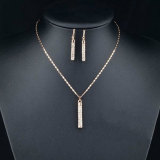 Cross border Wish Amazon's best-selling European and American fashion creative diamond inlaid cylindrical rod earrings necklace set accessories
