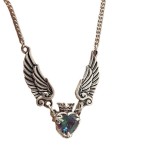 European and American New Retro Worn Love Crown Wings Necklace Independent Station Cross border Festival Gift Jewelry Necklace