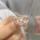 New Angel and Devil Moonlight Stone Couple Ring Fashion Opening Adjustable Gift for boyfriend and girlfriend