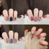 French Red Edge Instagram Sweet Wearing Nail Simple Red Heart Short European Style Nail Panel Wearing Nail Panel