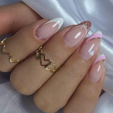 Love Pearl French Wearing Armor Purple Hello Kitty Cat Nail Silver Butterfly Flower Long Nail Panel