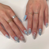 European and American Spicy Girls Wearing Nail Clips, Dark Cross Nail Clips, Hot Silver Halo Stained False Nail Clips